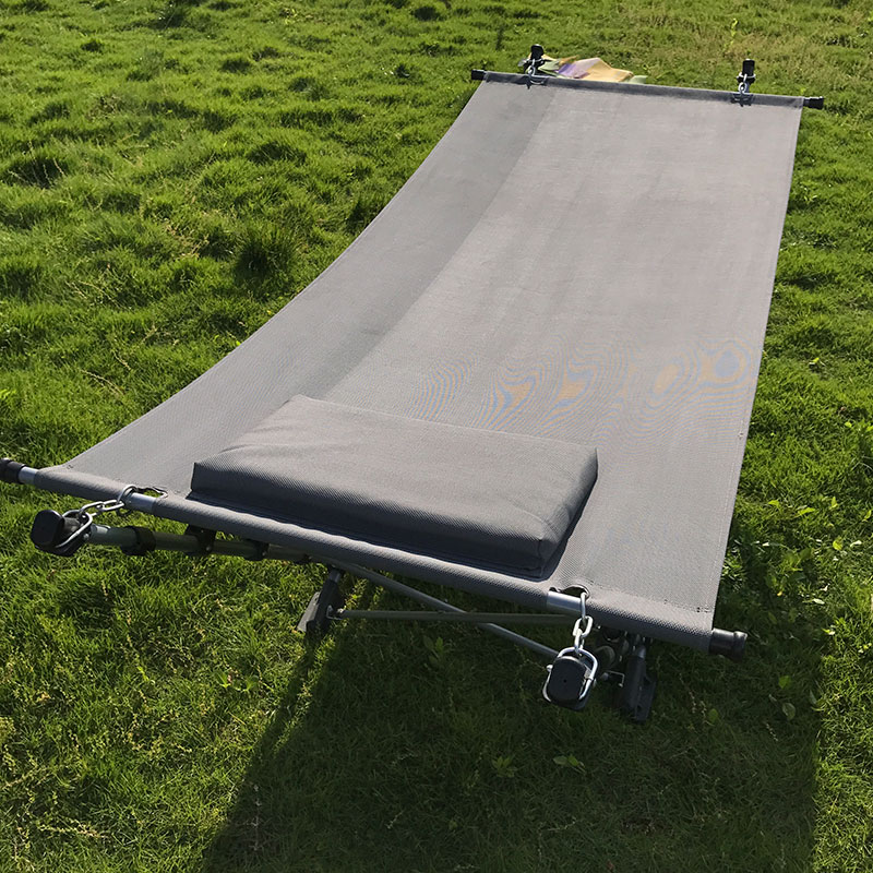 Bærbar foldning hængekøje lounge camping seng stål ramme stand m/bærepose blå